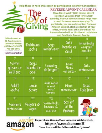 Reverse advent calendar 2020