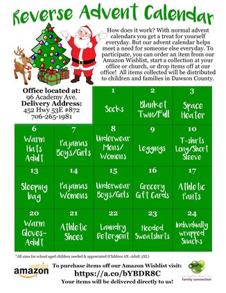 reverse advent calendar